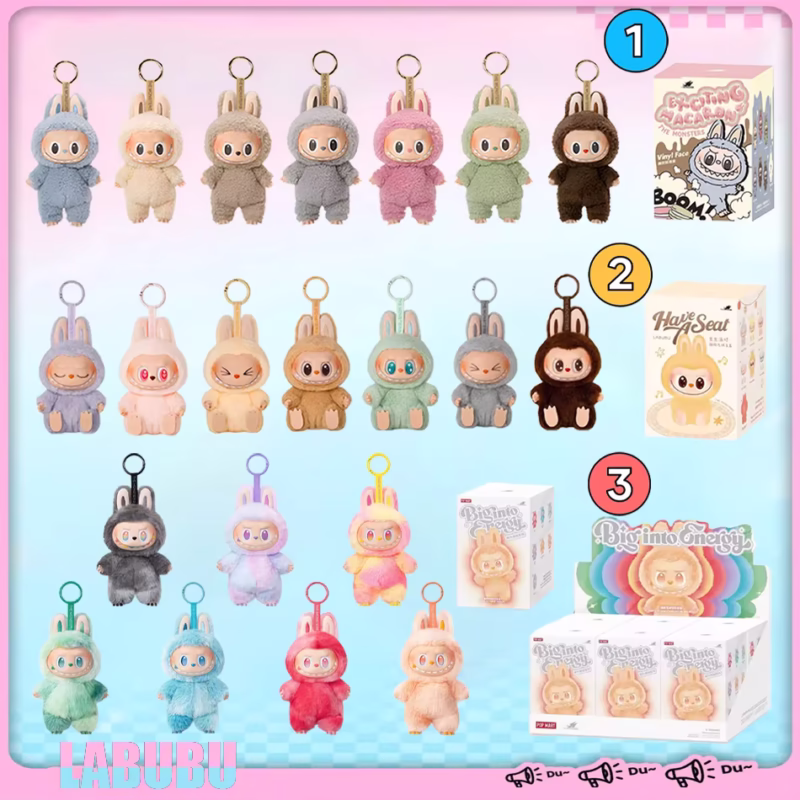 Labubu Anime Figure Hot Anime Figure Labubu Has a Seat Series PVC Pendant Doll Monster Figure in Stock for 2025 Children’s Keychain Toys as Gifts