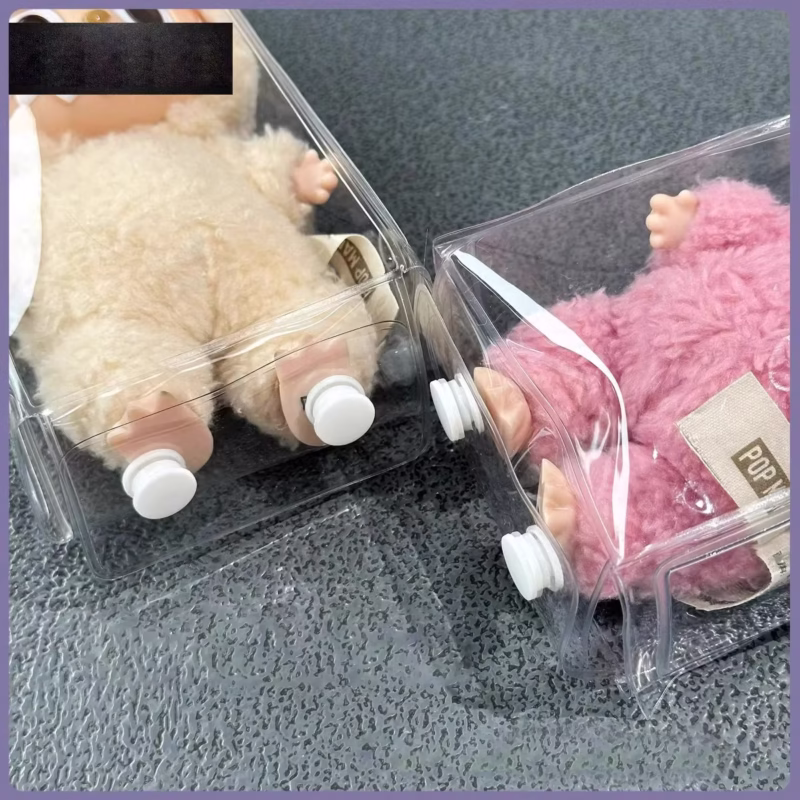 With the signature Labubu style, the Fashion Rainproof PVC Transparent Doll Carrying Bag will protect and give style to your 17cm miniature figures. - Image 4
