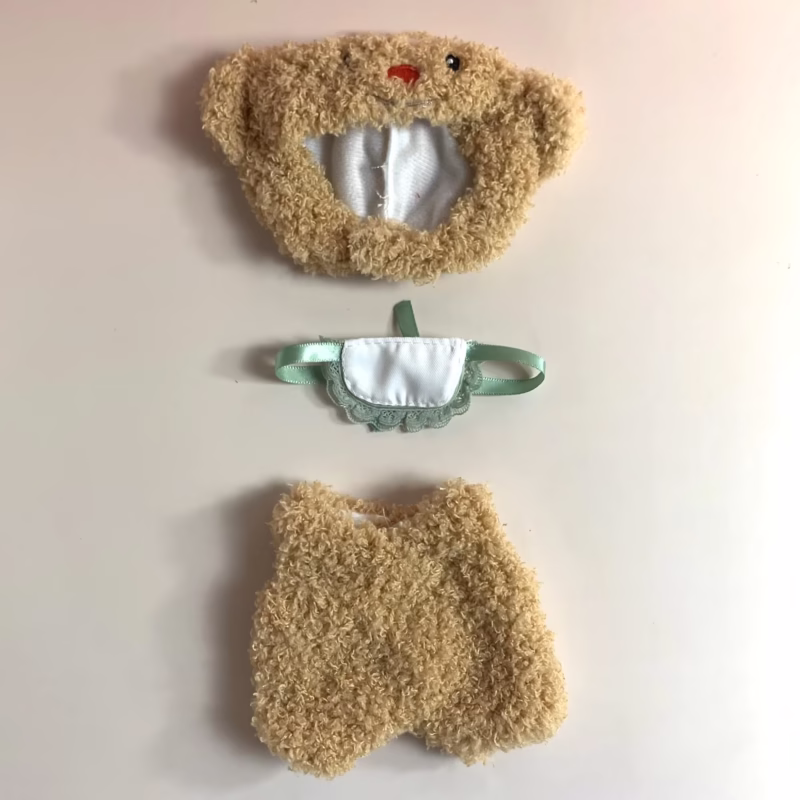 Handmade Plush Bear Costume Set (17cm Labubu Blind Box) (Keychain Doll Outfit) - Image 4