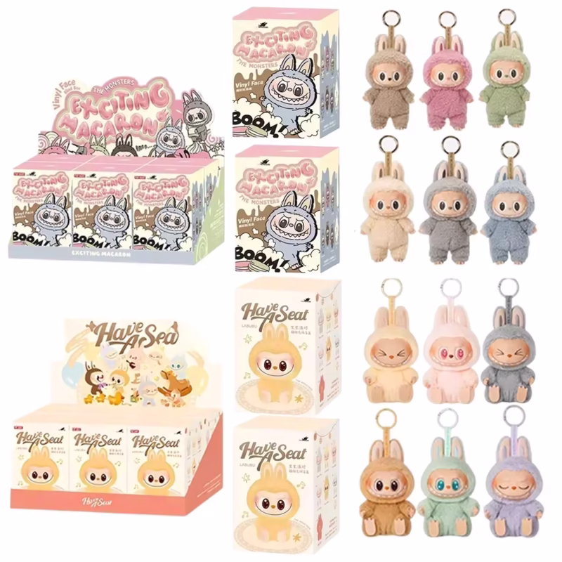 2025 Hot Anime Figure Labubu Have A Seat Series PVC Pendant Doll Kids’ Toys Birthday Presents Duplicate Keychain Monster