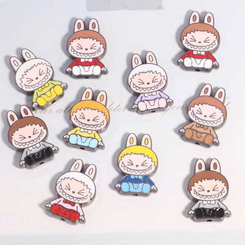 Straight-Hole, Double-Sided Labubu Charm Beads for Phone Chains, Keychains, and Bag Decoration and Jewelry Design