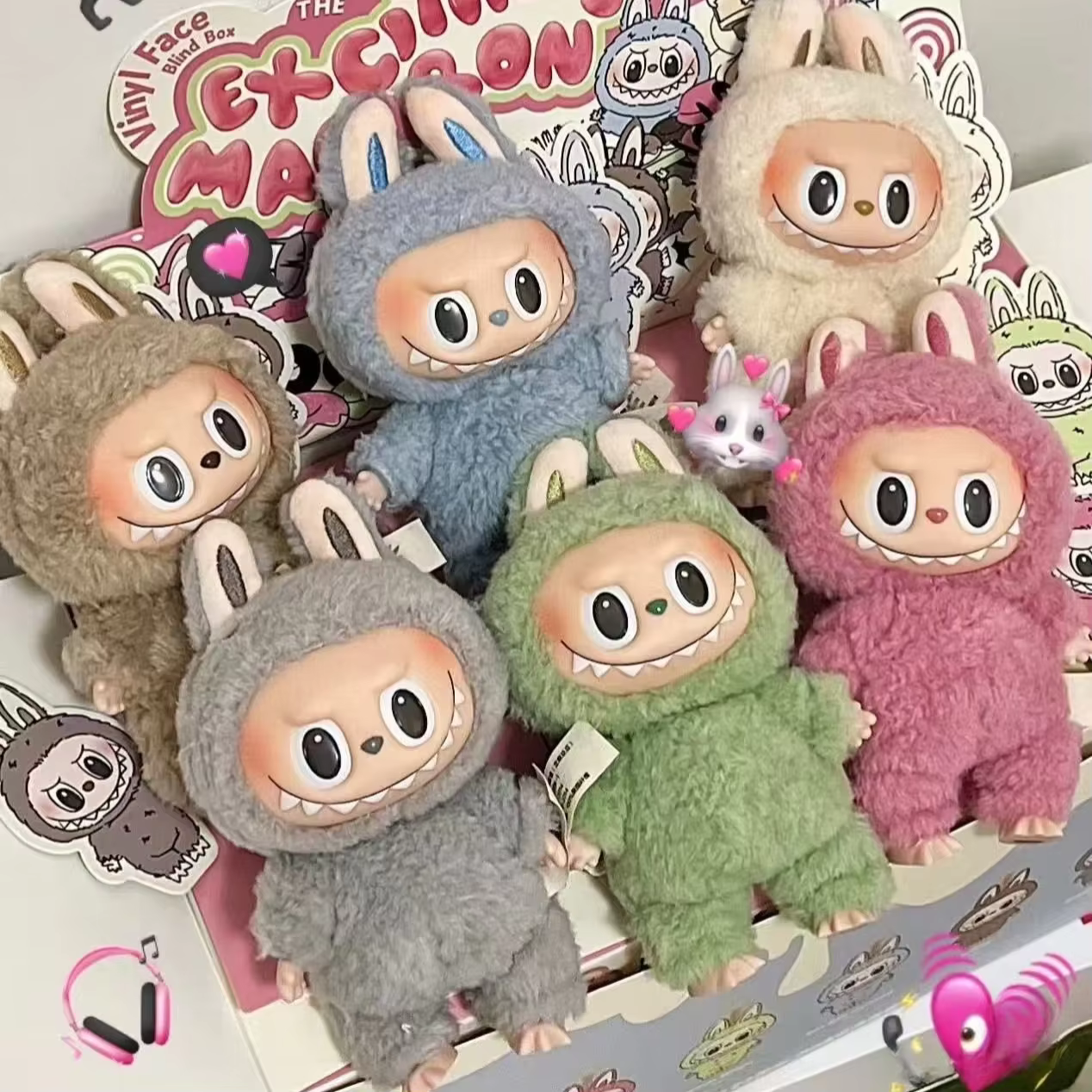 Labubu blind box monsters plush vinyl face doll model kawaii monster toy pendant keychain toy decorations unexpected present